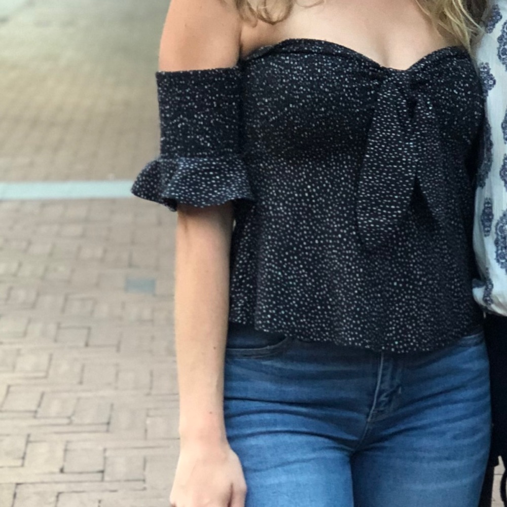 Express Black and White Patterned Blouse